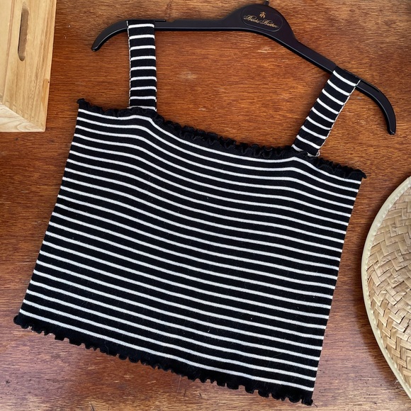 OAK + FORT B&W Striped Crop Top - Picture 2 of 2